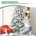 6ft Snow-Flocked Pre-Lit Christmas Tree with 1100 PE+PVC Tips - White