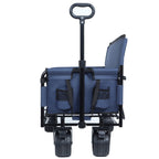 3-in-1 Convertible Folding Outdoor Wagon with Bench Seat - Dark Blue