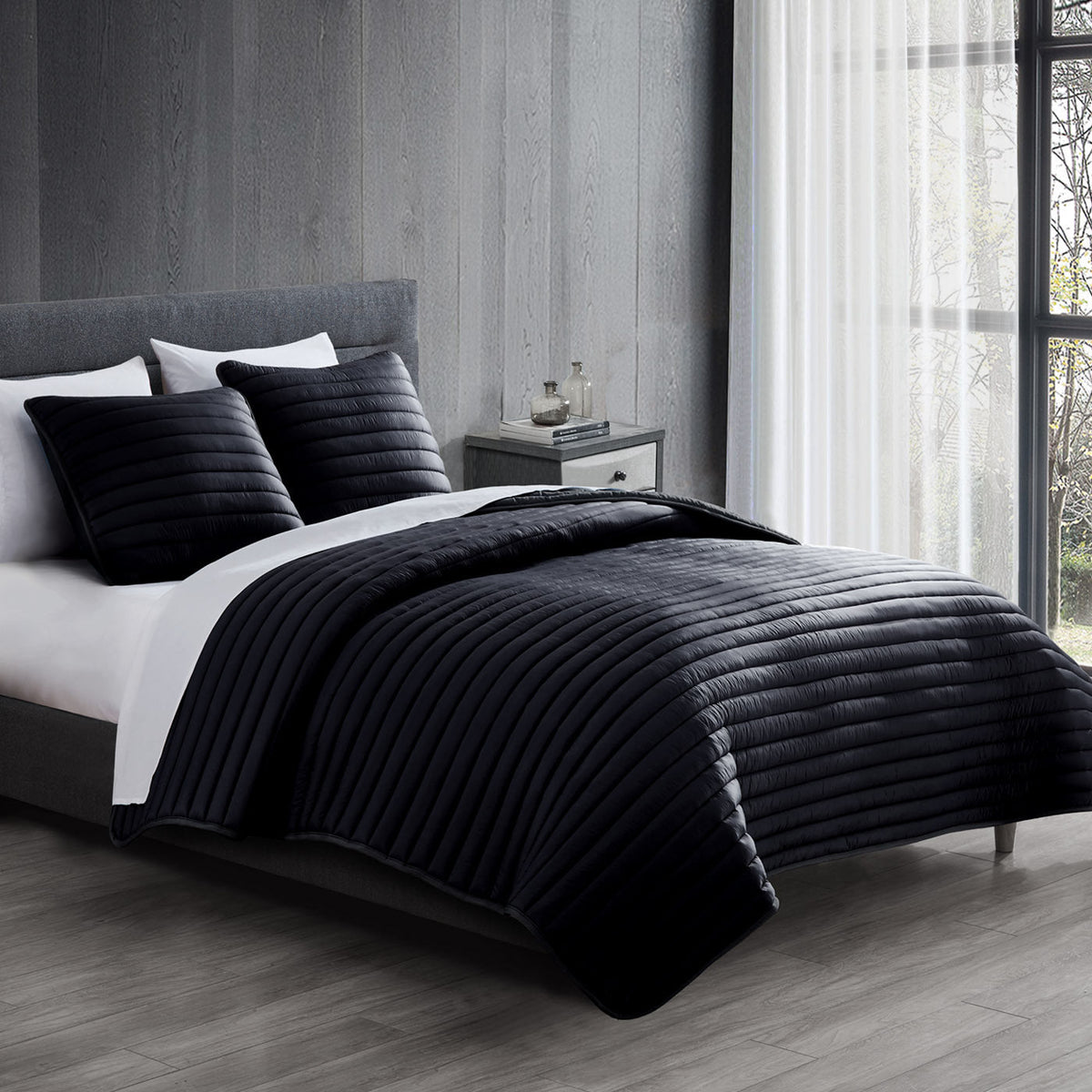 Excursion Twin Puffer-Quilt Comforter Set with Lightweight Warmth - Matte Polyester