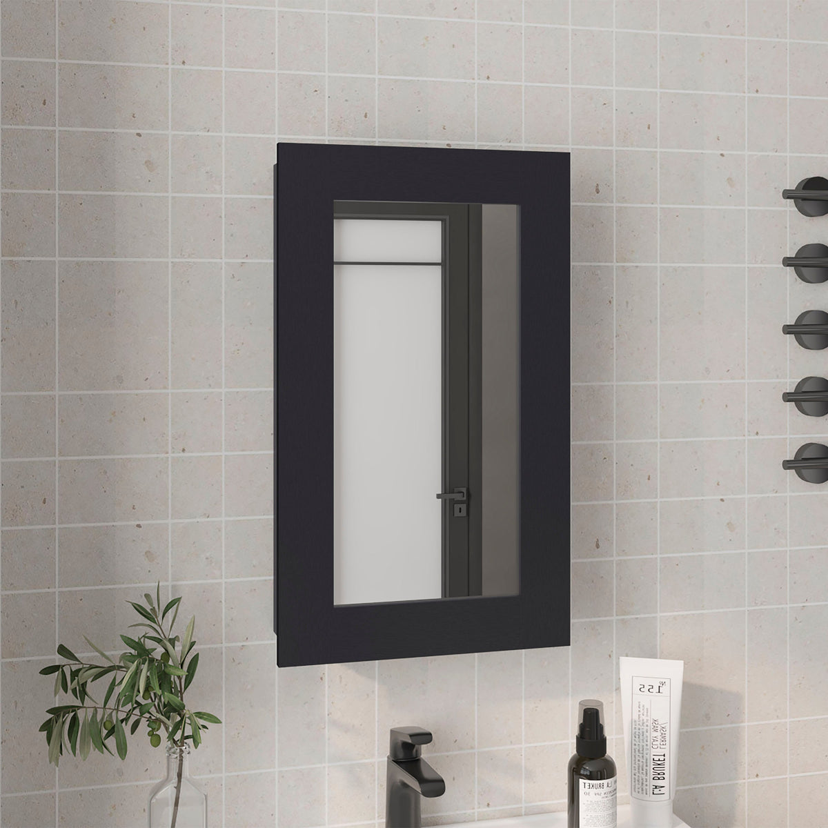 Medicine Cabinet with Mirror and 3 Shelves - Engineered Wood