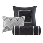 7 Piece Tufted Comforter Set Grey Queen
