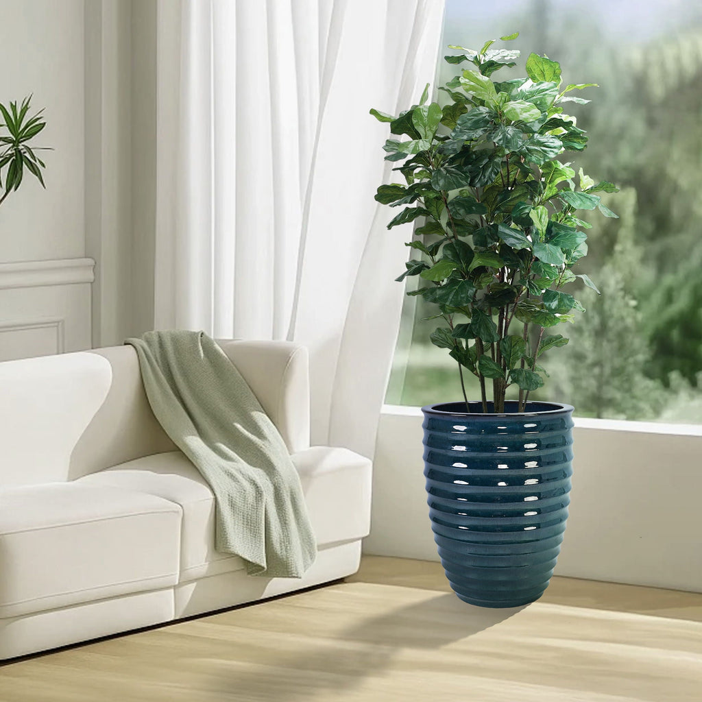 White Flowerpot Planter with Durable Construction - White