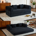 Convertible Sleeper Sofa Bed with Fixed Shape Frame and Cylindrical Pillow - Fabric