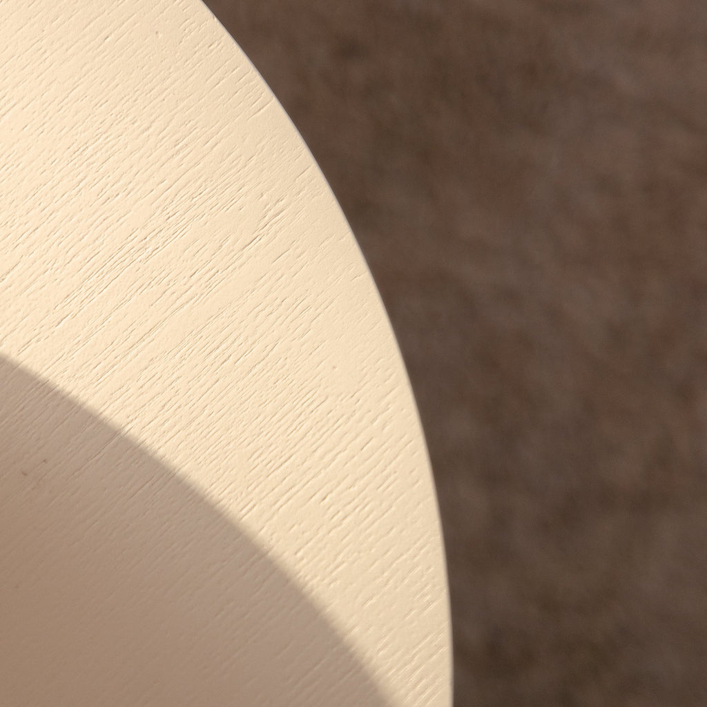 Beige Nesting Coffee Table Set of 2 – Modern Drum Side Tables with Wave Design - Beige