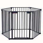 Adjustable Metal Safety Gate Play Yard with Pivoting Panels - Black