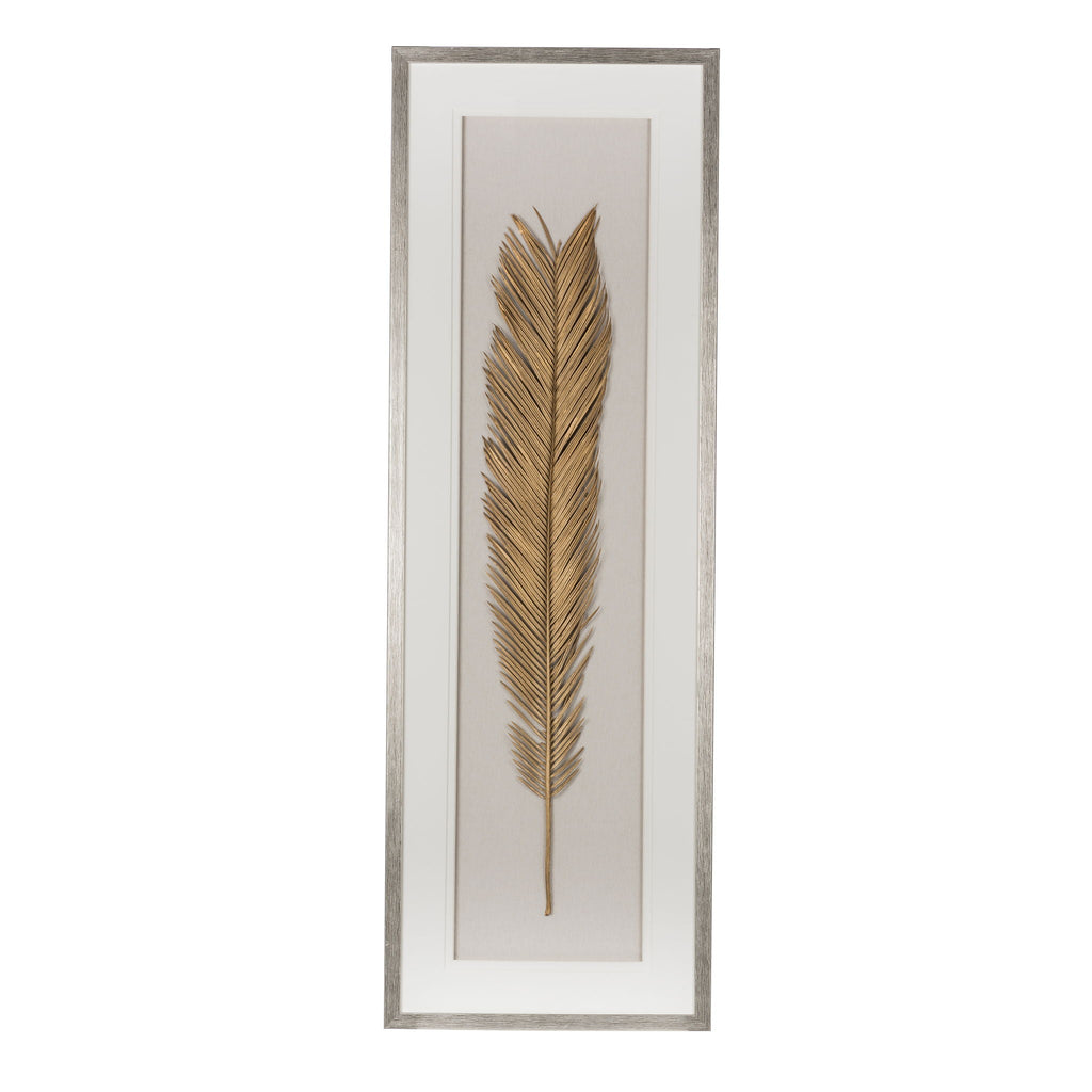 Leaf Framed Wall Art with Vintage Design - Gold
