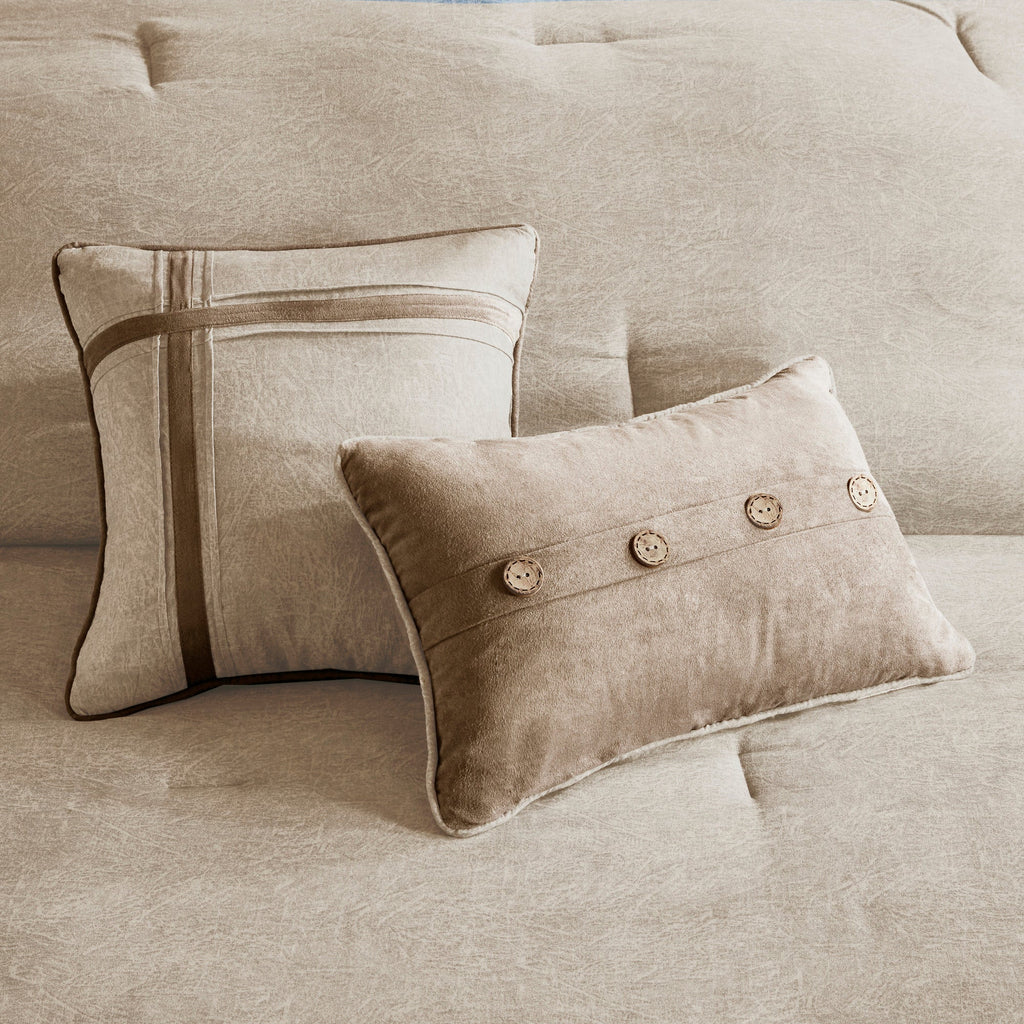 Tan Faux Suede Comforter Set with Lodge Style - California King
