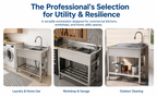 Stainless Steel Utility Sink with Large Compartment & Pull-Out Faucet - Silver