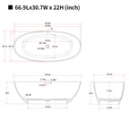 67" Freestanding Bathtub with Pop-up Drain