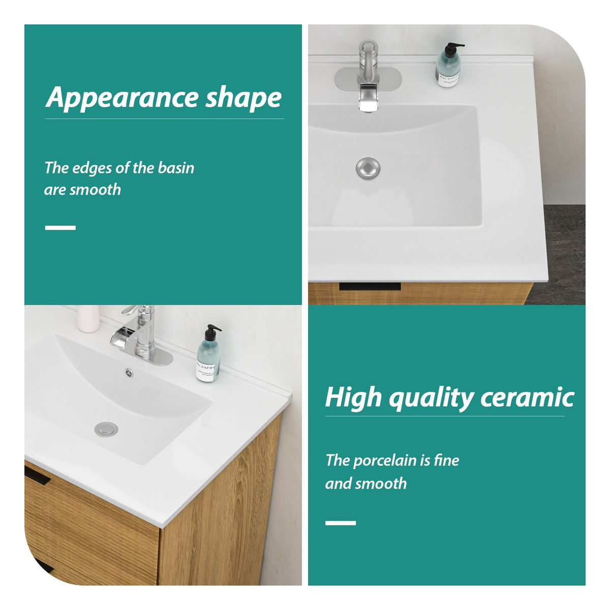 Premium Rectangular Vanity Top with Single Faucet Hole and Overflow - White