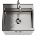 Laundry Cabinet with Stainless Steel Sink and Faucet - White