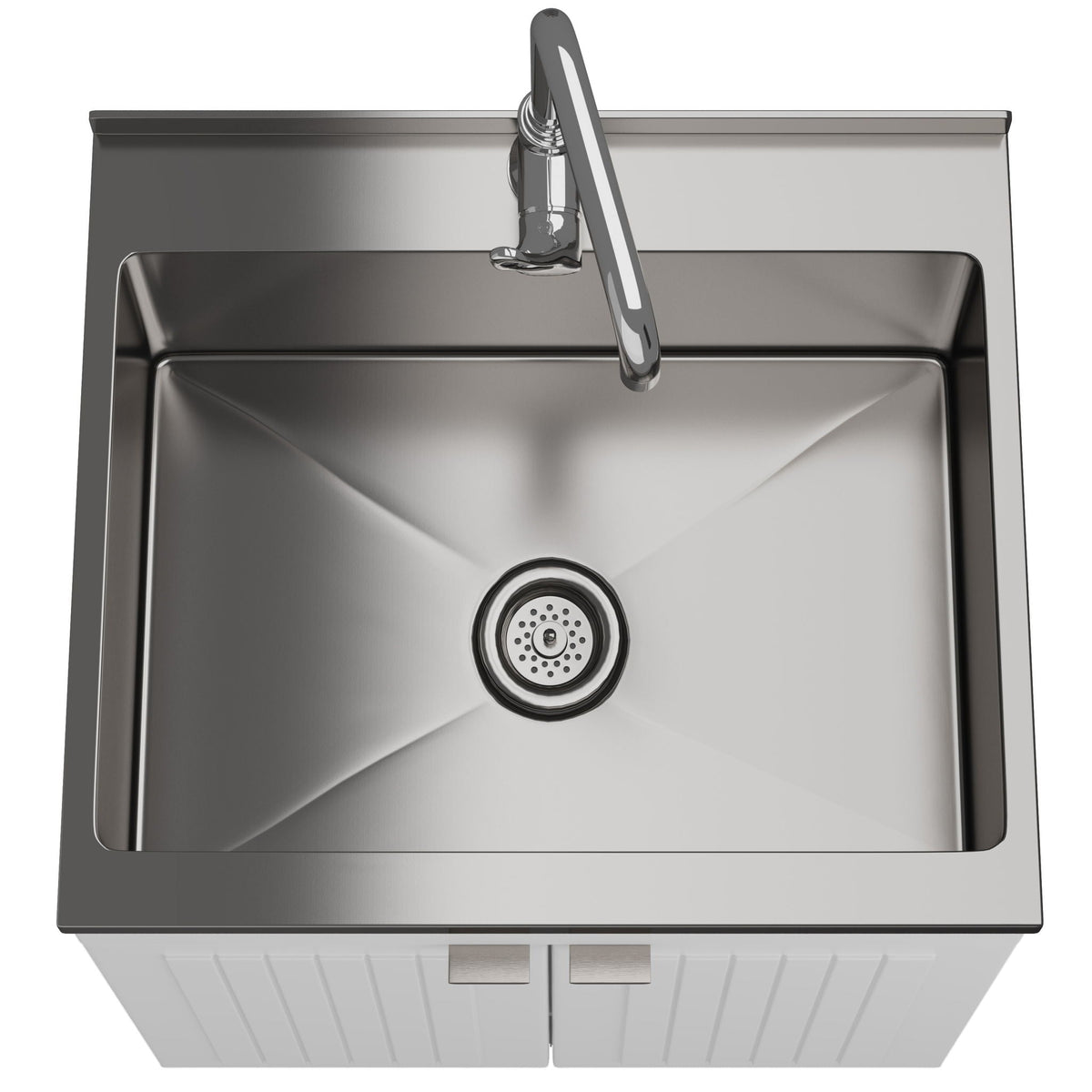Laundry Cabinet with Stainless Steel Sink and Faucet - White