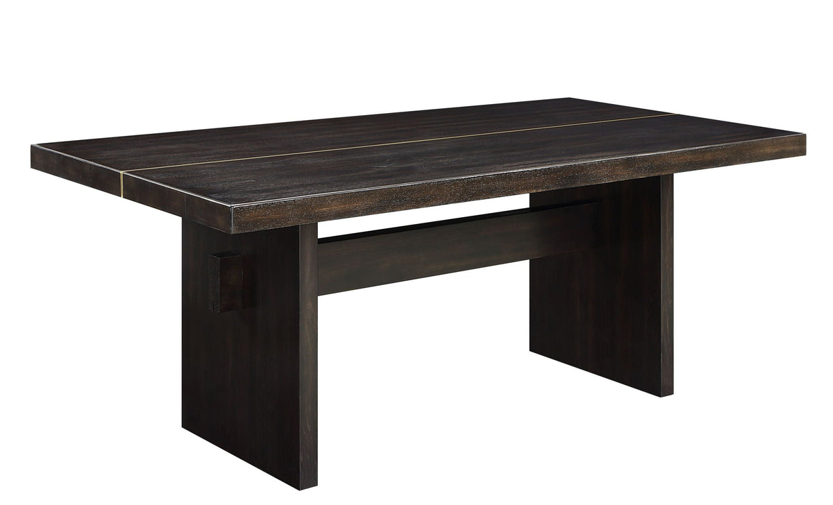Jaramillo 7 Piece Dining Room Set with Wood & Chenille - Gold / Rustic Espresso