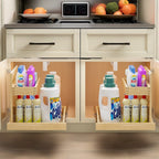 2 Tier Pull Out Under Sink Organizer with Full-Tension Slides - Natural Wood
