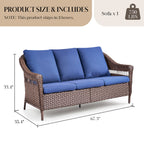 67.3" Outdoor Wicker Patio Sofa with Durable PE Wicker - Brown