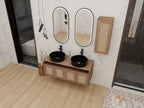 48" Bathroom Vanity with Ceramic Art Sink and Side Cabinet - Imitative Oak
