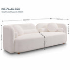 Luxury Modern Couch, 3 Seater Sofa with Throw Pillows - White