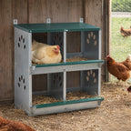 4 Compartment Chicken Nesting Boxes with Durable Metal Construction - Green