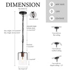 Adjustable Pendant Lighting with Clear Glass Shade - Black or Gold