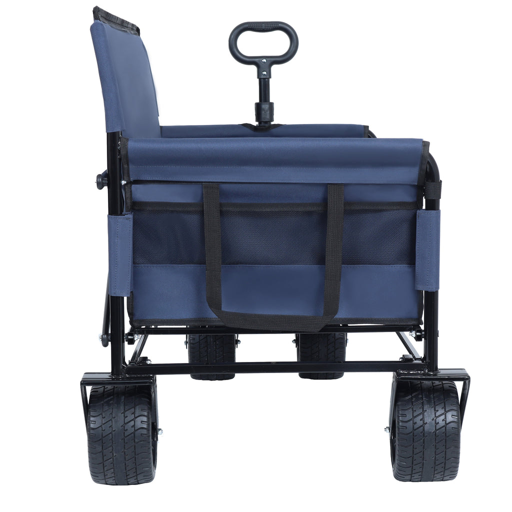 3-in-1 Convertible Folding Outdoor Wagon with Bench Seat - Dark Blue
