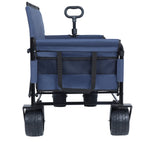 3-in-1 Convertible Folding Outdoor Wagon with Bench Seat - Dark Blue