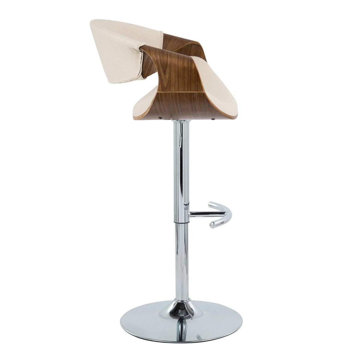 Mid Century Modern Adjustable Barstool Set with Swivel and Footrest - Multiple Colors