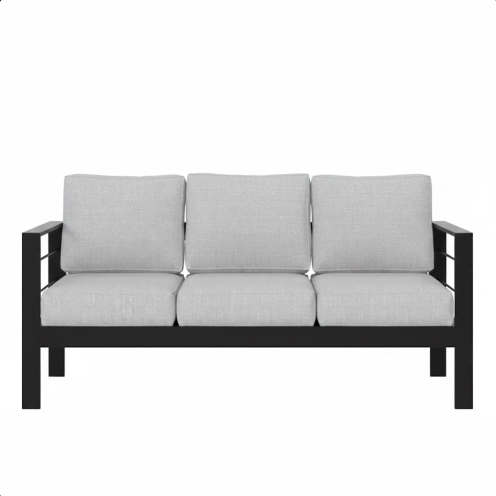 All-Weather Patio Sofa with Plush Cushions - Black or White