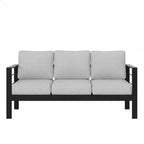 All-Weather Patio Sofa with Plush Cushions - Black or White
