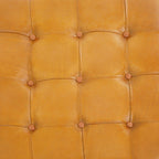 Tufted Square Genuine Upholstered Ottoman with High-Density Foam - Light Brown