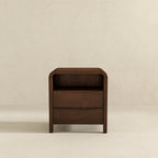 Brown 2-Drawer Nightstand with Solid Wood Construction