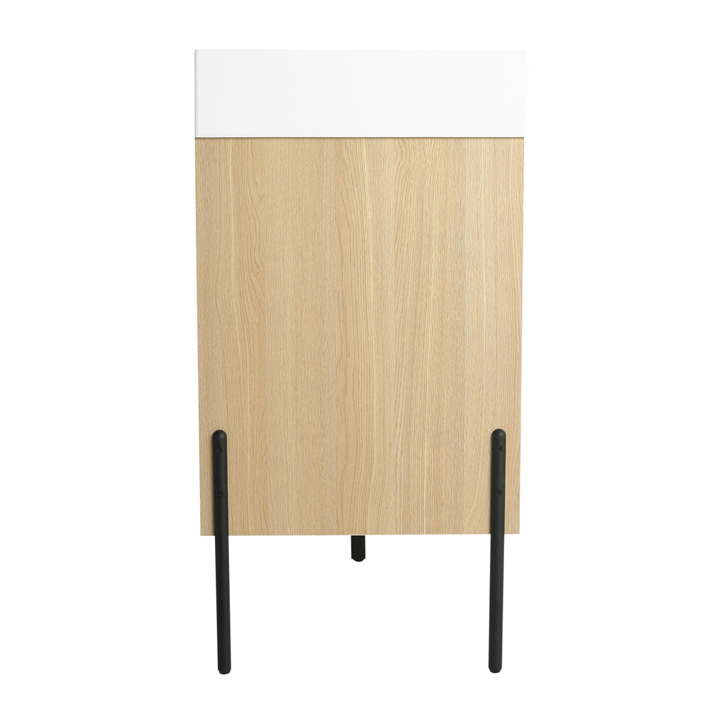 Modern Bathroom Vanity Combo with Single Resin Sink and Storage Cabinet - Light Brown