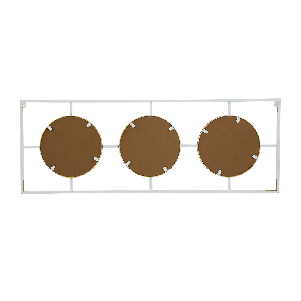 Rectangular 3-Piece Wall Mirror with Iron Frame - Gold or White