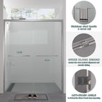 Aluminum Frame Double Sliding Shower Door with Clear Tempered Glass - Chrome