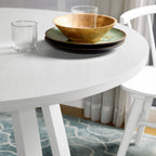White 5 Piece Dining Set with Round Table and Windsor Chairs