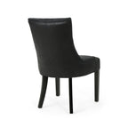 Black Microfiber Dining Chair Set of 2 with Tufted Backrest - Cheney