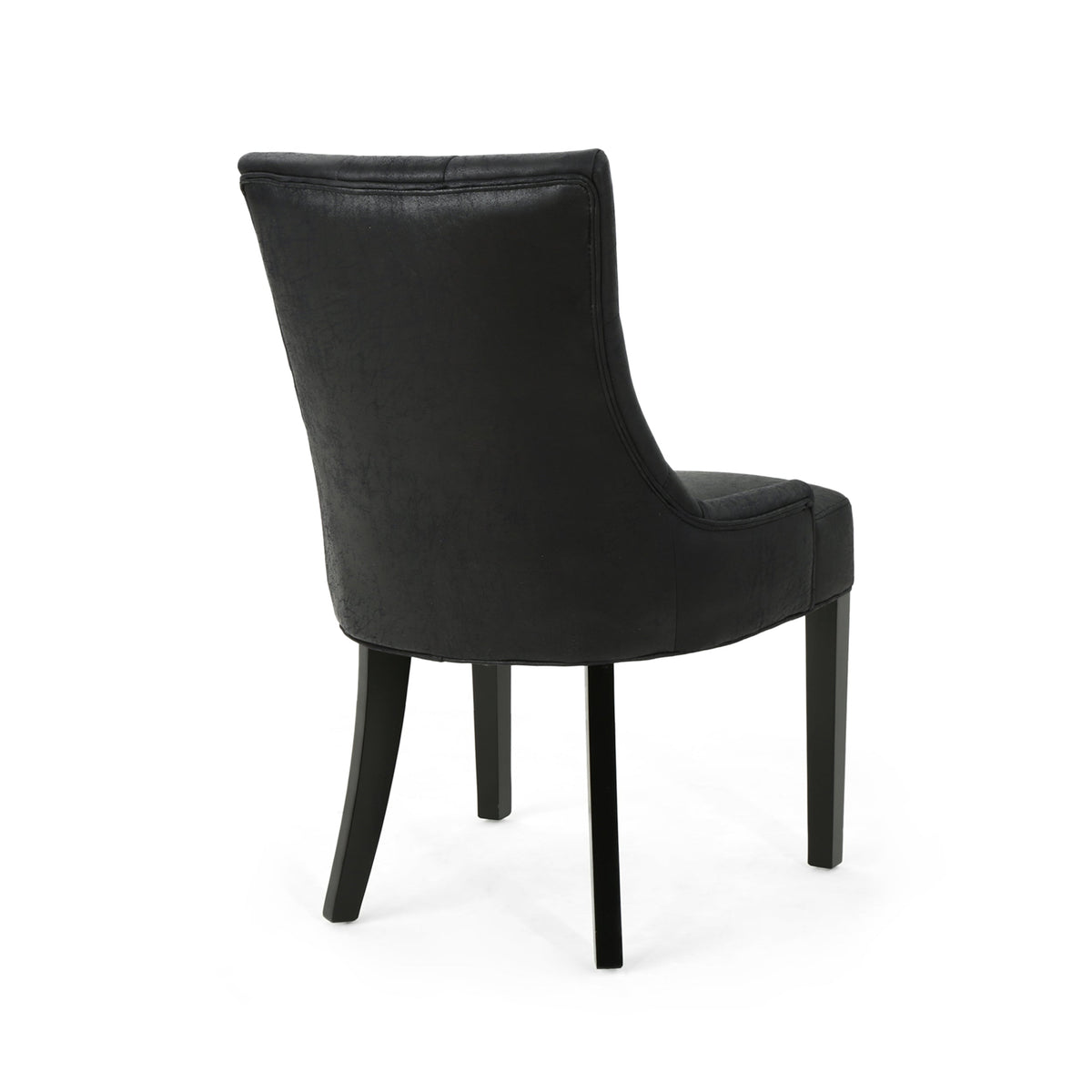 Black Microfiber Dining Chair Set of 2 with Tufted Backrest - Cheney