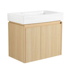 Modern Bathroom Vanity with Ceramic Basin and Storage Cabinet - Light Brown, Black, or White