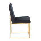 Contemporary High Back Dining Chair Set with Upholstered Seat - Multiple Colors