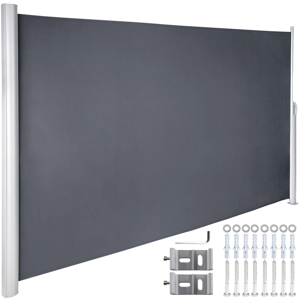 Retractable Side Awning with Aluminum Frame - Grey