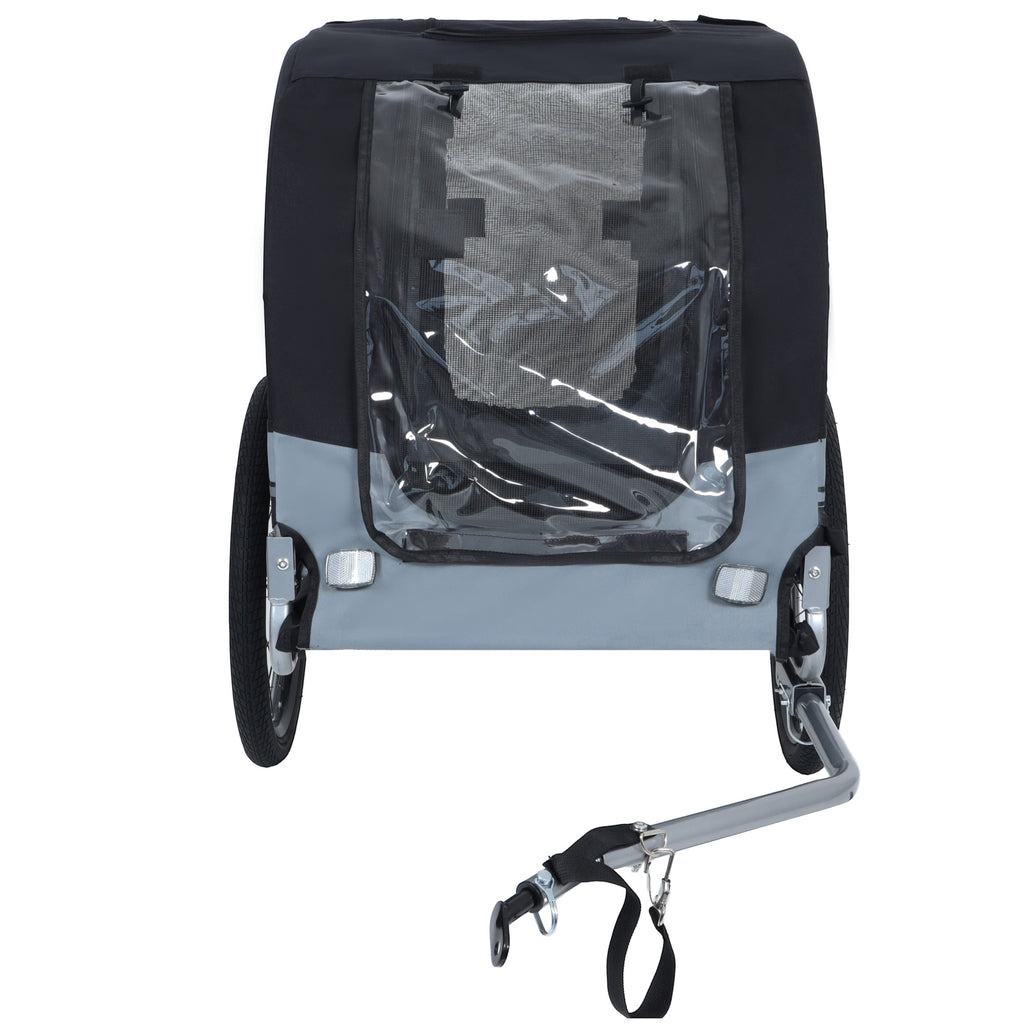 Large Folding Bike Trailer for Dogs with Mesh Ventilation - Gray