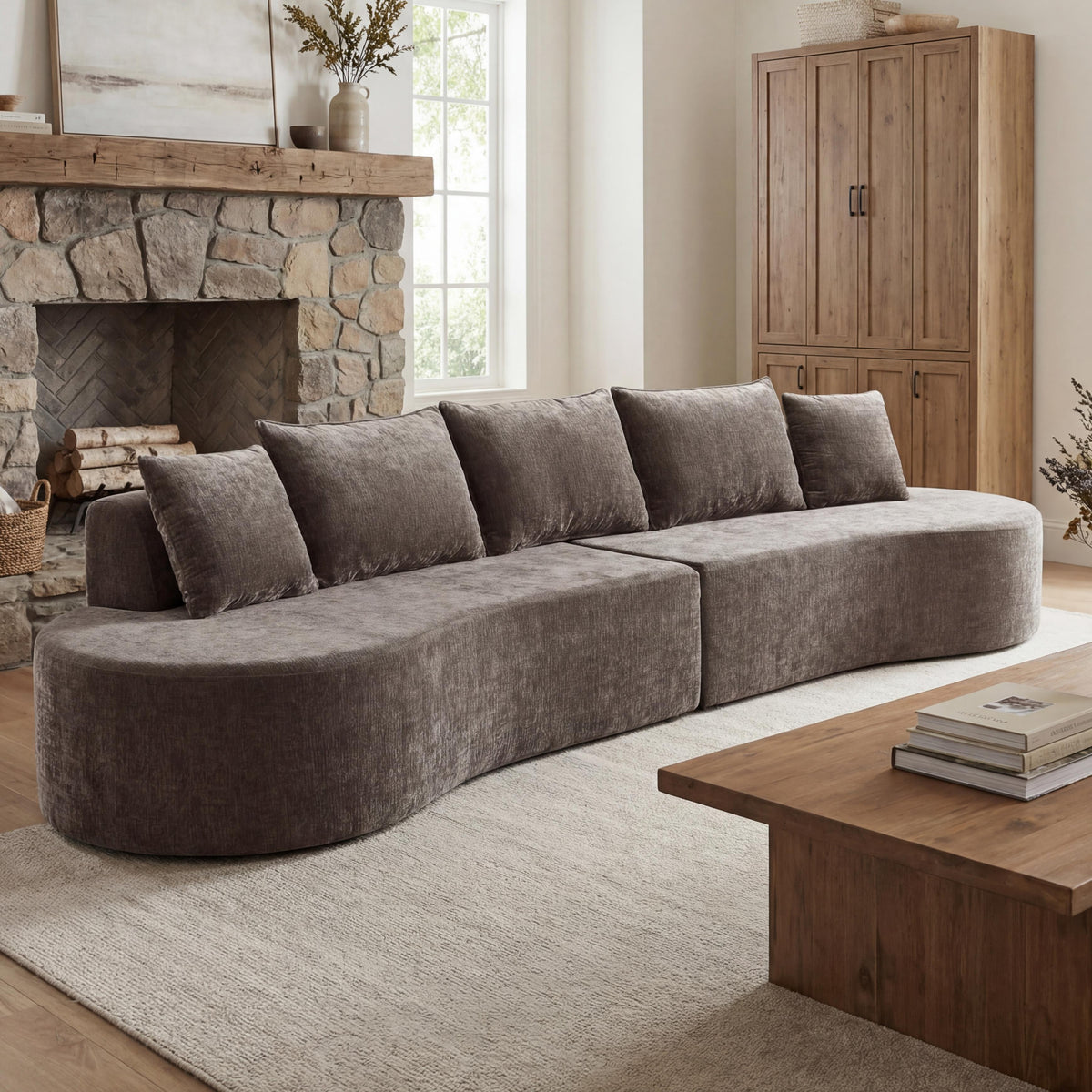 Modern Curved Modular Sectional Sofa with Modular Design - 138.6" Wide