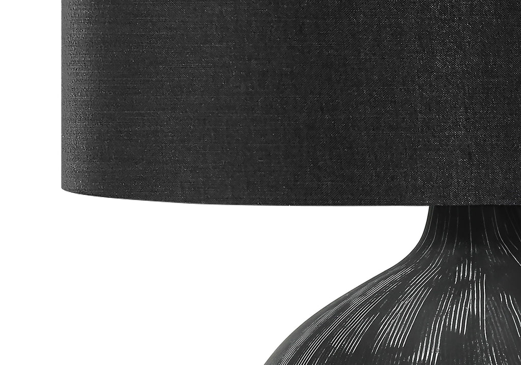 Black Ceramic Contemporary Table Lamp with Fabric Shade - Black