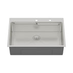 33" Drop In Kitchen Sink with Noise Reduction - Brushed Nickel
