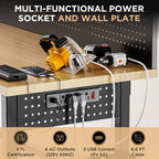 Workbench with Storage Cabinet and Pegboard with Power Outlet - Black