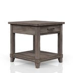 Gray End Table with Storage Drawer and USB Charging Ports