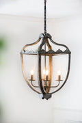 4 Light Metal Chandelier with Adjustable Chain - Gray