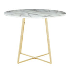 Contemporary Glam Dining Table with Round Marble Top - Pearl Silver, Gold, or Black
