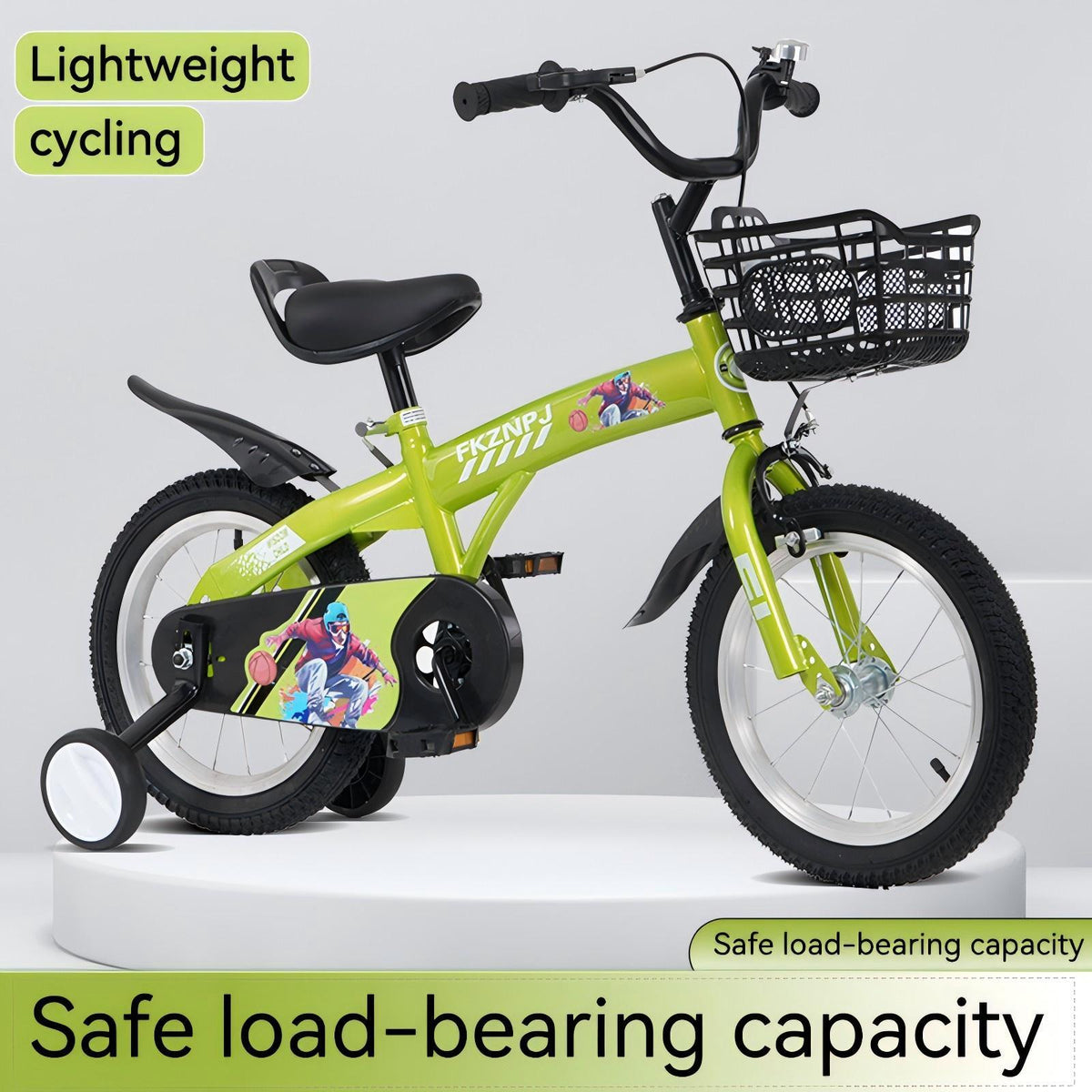 16-Inch Sporty Kids Cruiser Bike with Training Wheels - Green or Pink