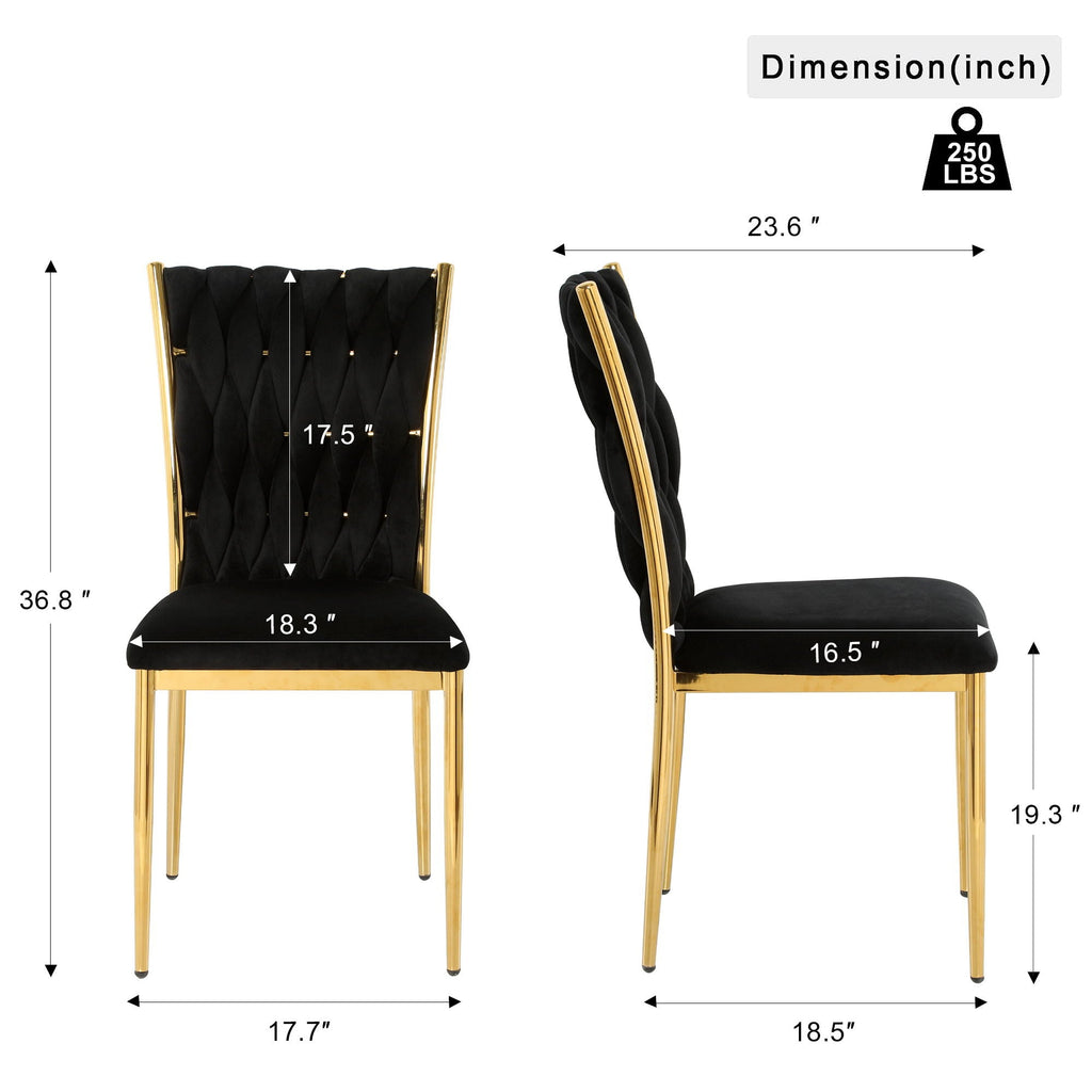 Modern Dining Chair Set with Plated Metal Legs - Multiple Colors