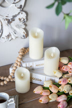 Flickering LED Candles Set with Remote Timer - Ivory